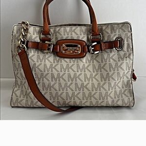 MICHAEL Michael Kors Brown and Cream Satchel